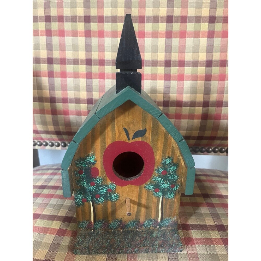 Vintage Wooden Hand Painted Apple Motif Bird House